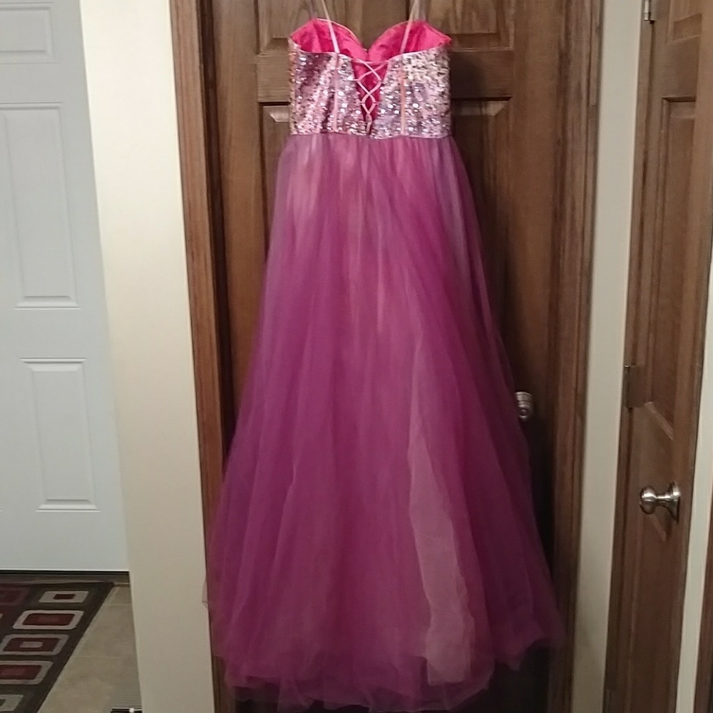 Jeweled Bodice Pastel Prom Dress with Corset Back - Picture 2 of 7